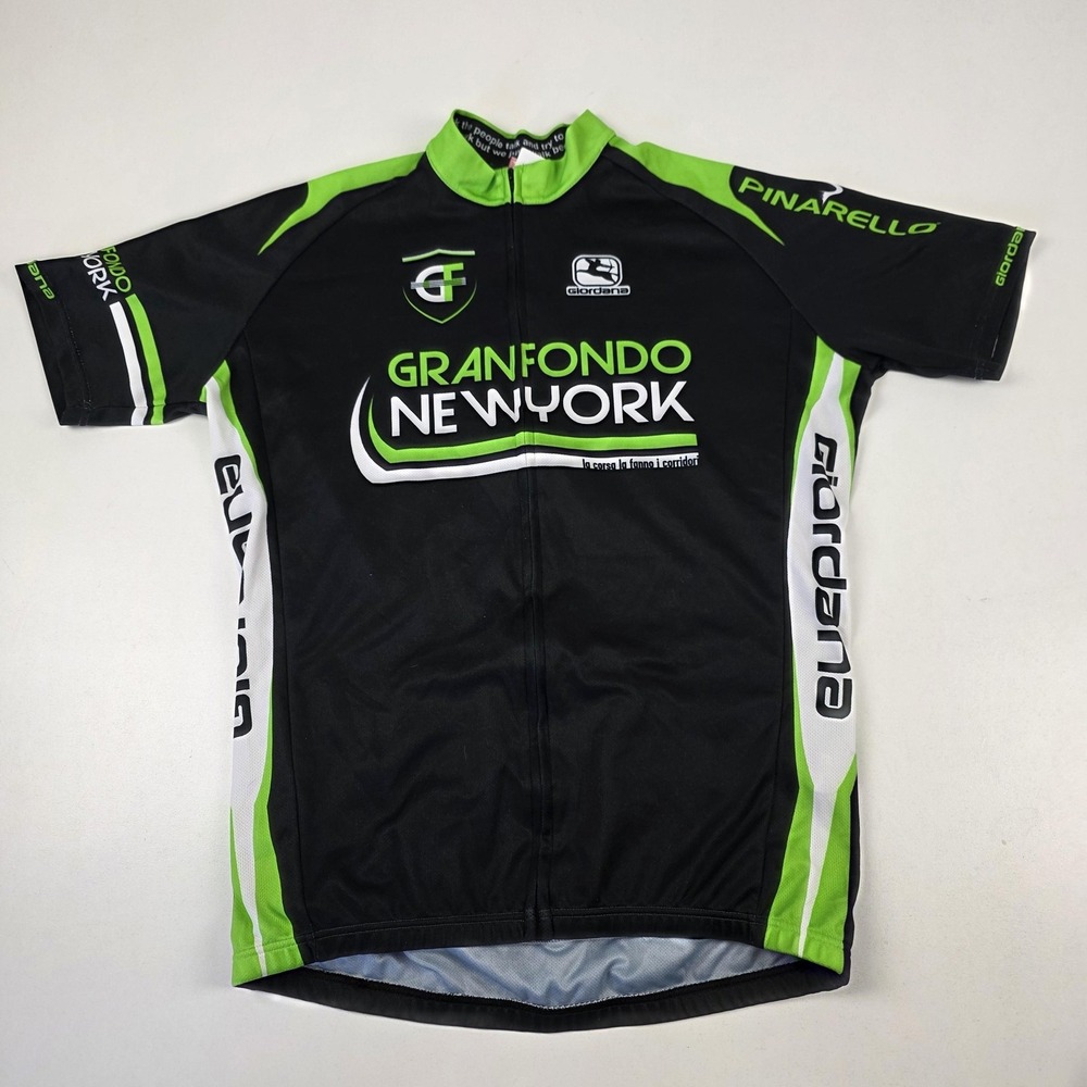 Giordana Gran Fondo New York Cycling Jersey Mens XXL Full Zip Black Green GFNY